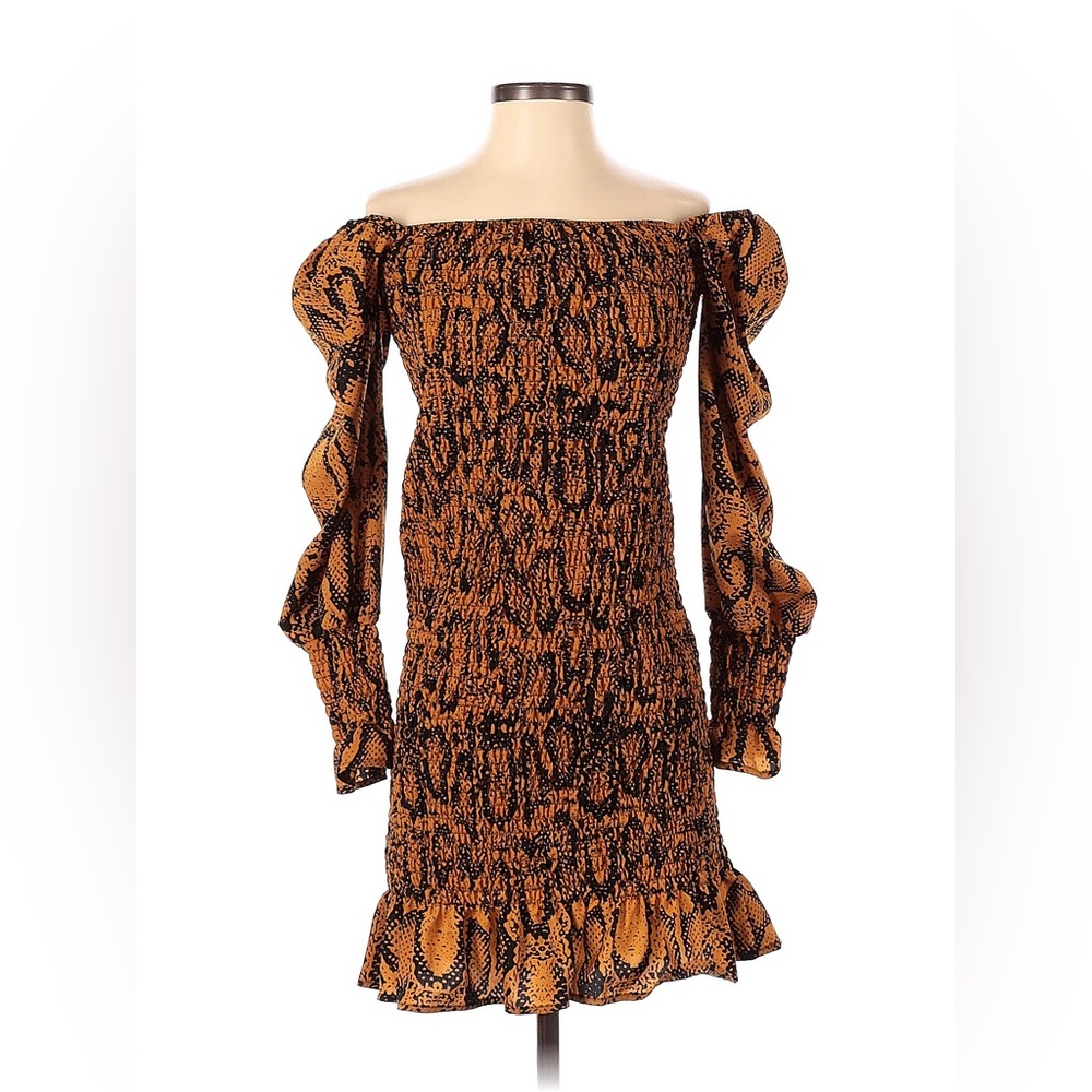 Grace Orange Snake Skin Print Dress S